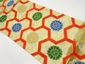 リサイクル　毘沙門亀甲に菊模様織出し袋帯